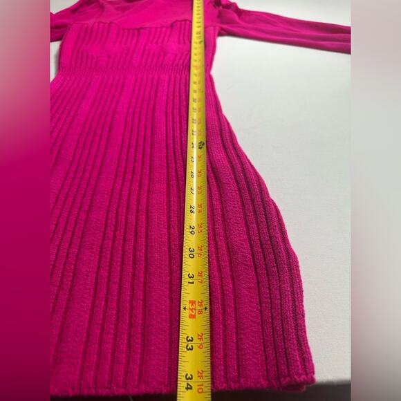 Anthropologie Turtleneck Hot pink Sweater midi mini Dress long sleeves Small - Picture 6 of 7